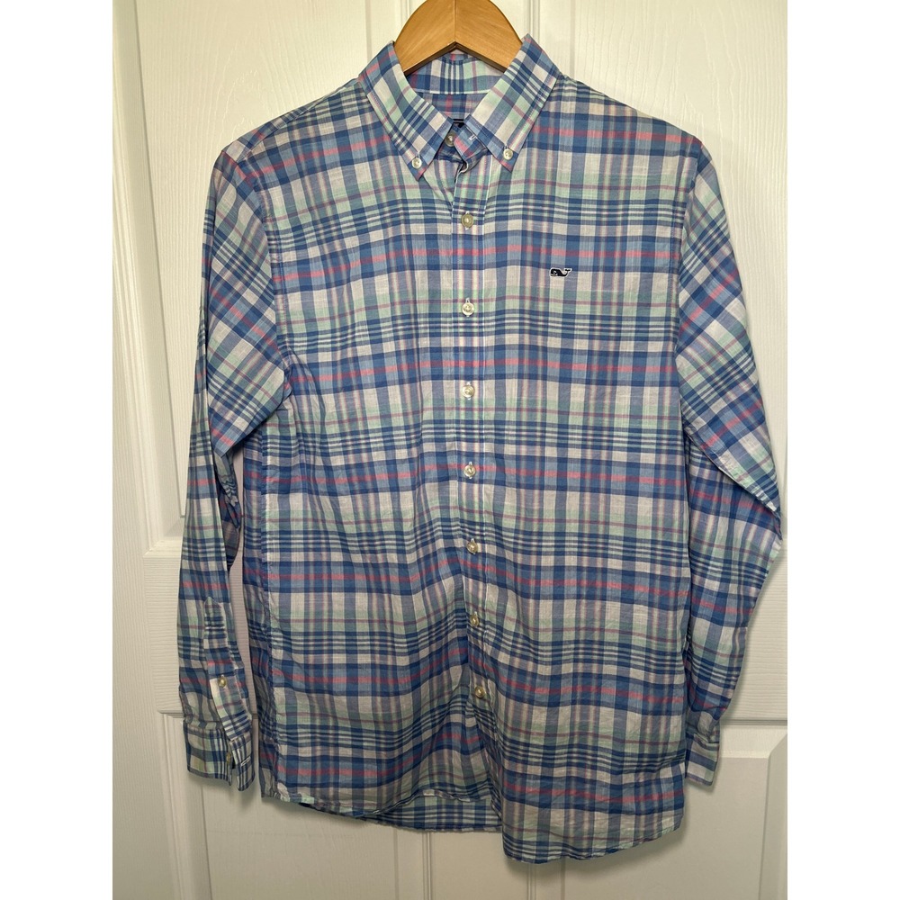 Vineyard Vines Plaid Whale Shirt Button Down Long Sleeve Cotton‎ XL(18)
